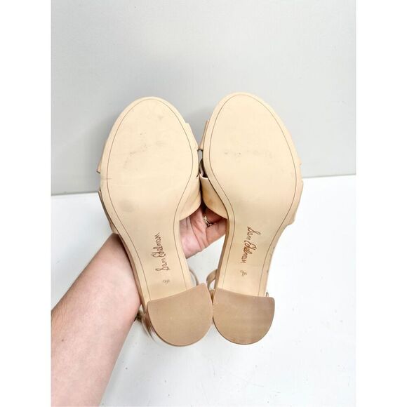 Sam Edelman Sandals Womens Size 9.5 Nude Faux Leather Ankle Strap Block Heel - Picture 10 of 10